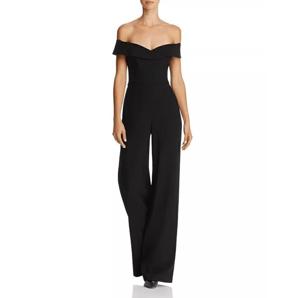 Black Halo Women's Yoli‎ Off-the-Shoulder Jumpsuit Black Size 10